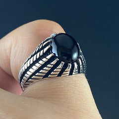 Classic Onyx Stone 925 Sterling Silver Handmade Men Ring