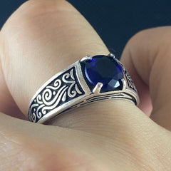 Minimalist Sapphire Stone 925 Sterling Silver Handmade Ring