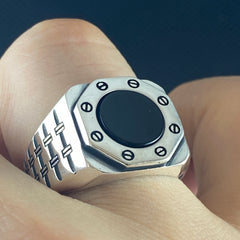 Black Onyx Stone 925 Sterling Silver Handmade Men Ring