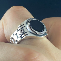 Rolex Onyx Stone 925 Sterling Silver Handmade Ring