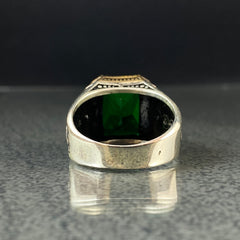 Anillo de plata maciza de piedra esmeralda 925, anillo de piedra preciosa esmeralda verde 