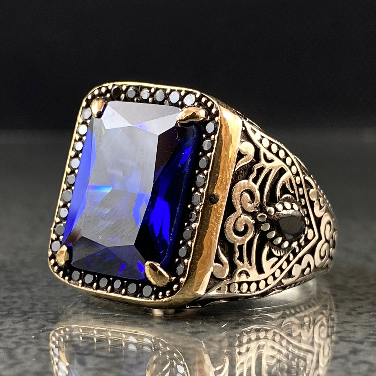 Sapphire 925 Silver Men Ring