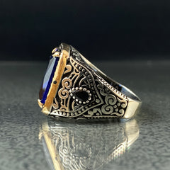 Sapphire 925 Silver Men Ring