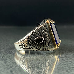 Sapphire 925 Silver Men Ring