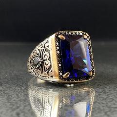 Sapphire 925 Silver Men Ring