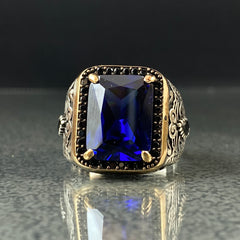 Sapphire 925 Silver Men Ring