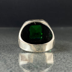 Anillo de plata maciza de piedra esmeralda 925, anillo de piedra preciosa esmeralda verde 