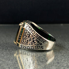 925 Silver Emerald Ring For Mens