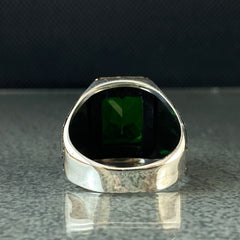 925 Silver Emerald Ring For Mens