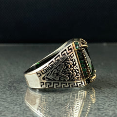 925 Silver Emerald Ring For Mens