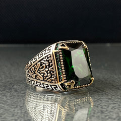 925 Silver Emerald Ring For Mens