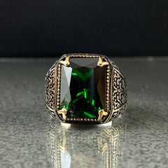 925 Silver Emerald Ring For Mens