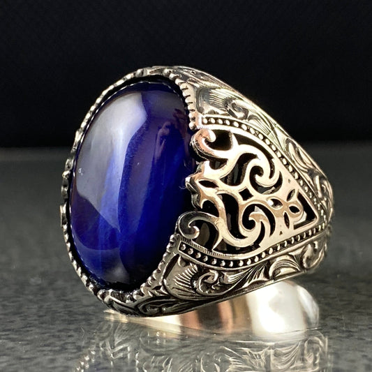 Sapphire 925 Sterling Silver Men Ring