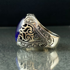 Sapphire 925 Sterling Silver Men Ring