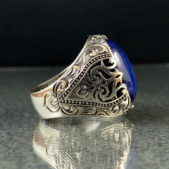 Sapphire 925 Sterling Silver Men Ring