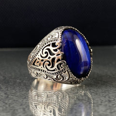 Sapphire 925 Sterling Silver Men Ring