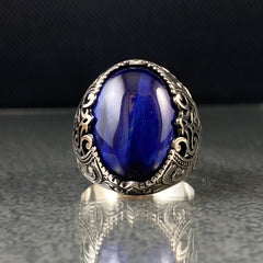 Sapphire 925 Sterling Silver Men Ring