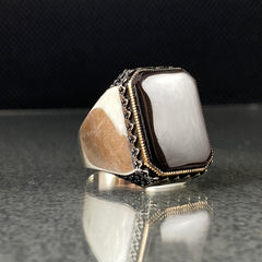 925 Silver Black Onyx Stone Men Ring