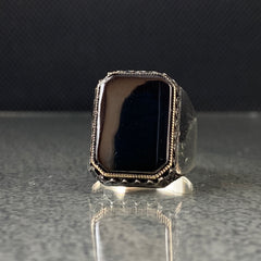 925 Silver Black Onyx Stone Men Ring