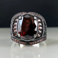 Red Ruby Gemstone 925 Sterling Silver Men Handmade Ring