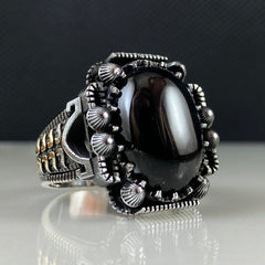 Onyx Black Gemstone 925 Sterling Silver Men Handmade