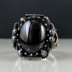 Onyx Black Gemstone 925 Sterling Silver Men Handmade