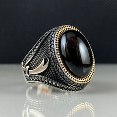 Sword Zulfigar Black Onyx Gemstone 925 Sterling Silver Men Handmade Ring