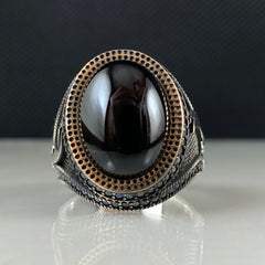 Sword Zulfigar Black Onyx Gemstone 925 Sterling Silver Men Handmade Ring