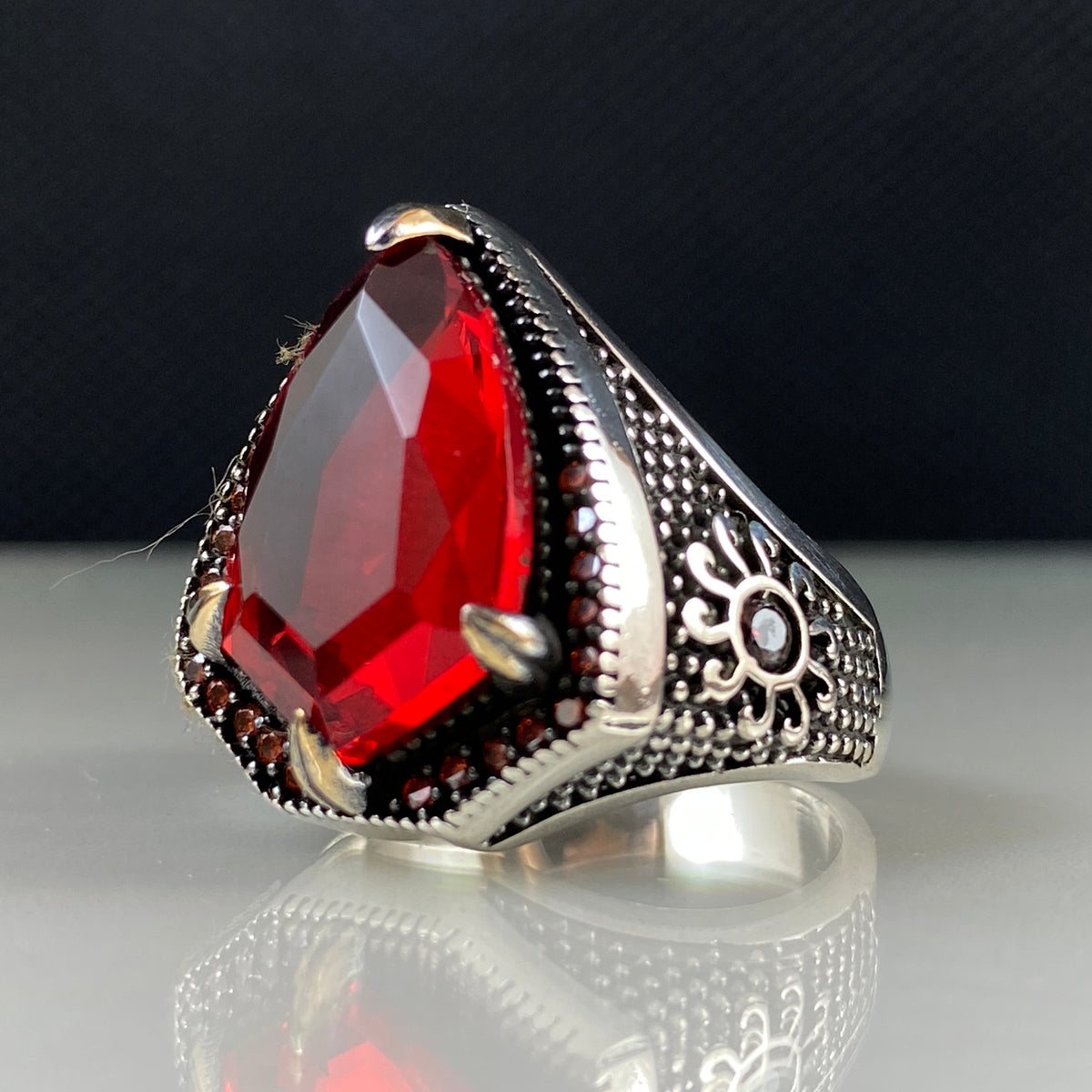 Red Ruby Gemstone 925 Sterling Silver Men Handmade Ring