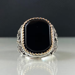 Black Onyx Gemstone 925 Sterling Silver Men Handmade Ring