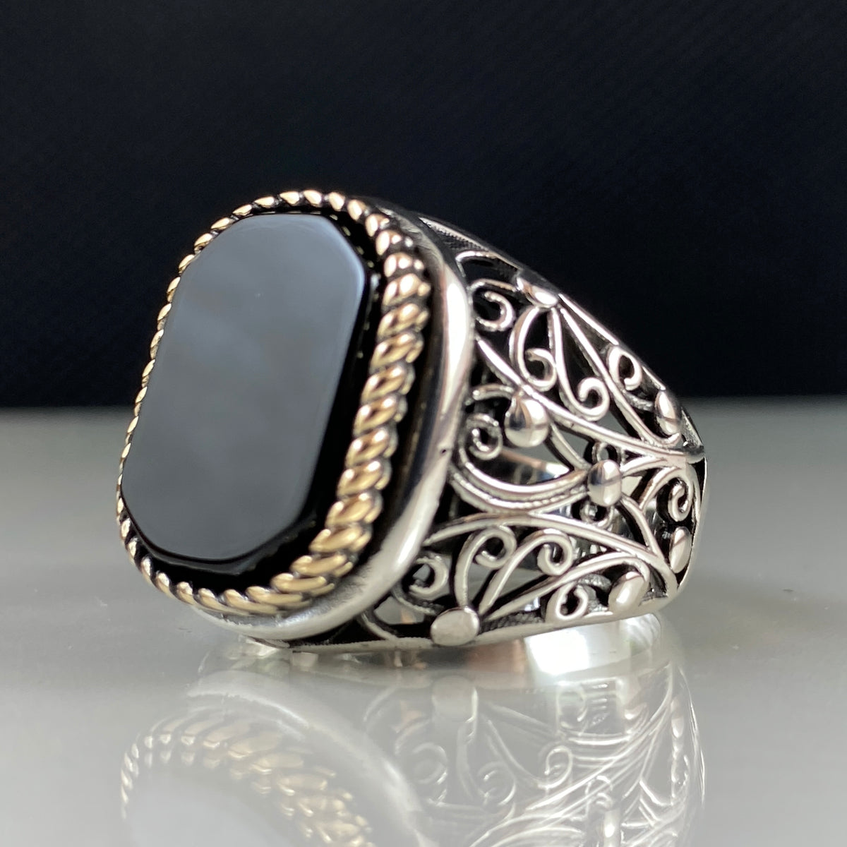 Black Onyx Gemstone 925 Sterling Silver Men Handmade Ring