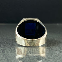 Sapphire 925 Solid Silver Men Ring