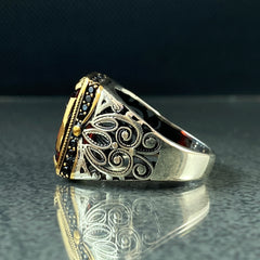 Red Ruby Stone 925 Silver Men Ring