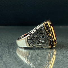 Red Ruby Stone 925 Silver Men Ring