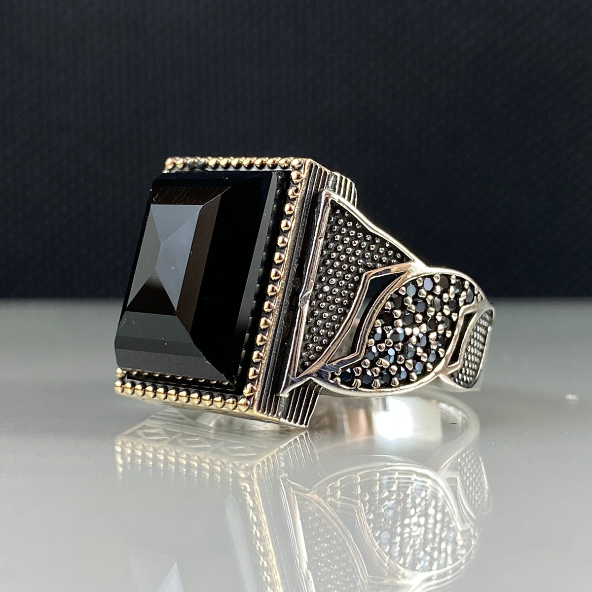 Black Onyx Stone 925 Solid Silver Men Handmade Ring