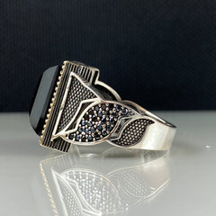 Black Onyx Stone 925 Solid Silver Men Handmade Ring