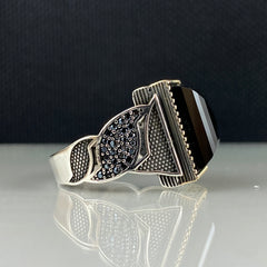 Black Onyx Stone 925 Solid Silver Men Handmade Ring