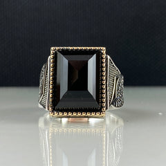 Black Onyx Stone 925 Solid Silver Men Handmade Ring