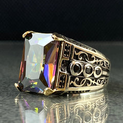 Mystic Topaz Handmade 925 Sterling Silver Men Ring