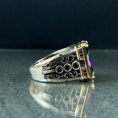 Mystic Topaz Handmade 925 Sterling Silver Men Ring