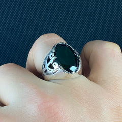 Anillo de plata maciza de piedra esmeralda 925, anillo de piedra preciosa esmeralda verde 