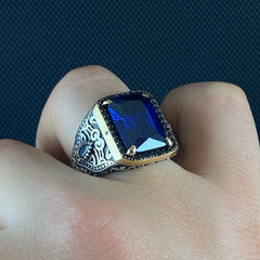 Sapphire 925 Silver Men Ring