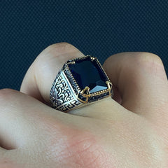 Sapphire 925 Solid Silver Men Ring