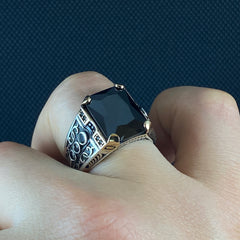 Black Onyx Stone 925 Silver Men Ring