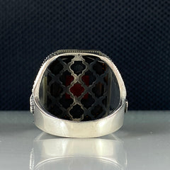 Scorpion Red Agate Gemstone 925 Solid Silver Zodiac Ring