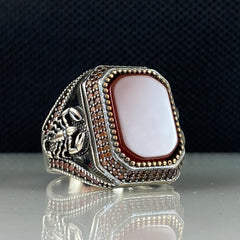 Scorpion Red Agate Gemstone 925 Solid Silver Zodiac Ring