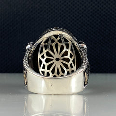 Brown Mosque Tiger Eye Stone 925 Sterling Silver Men Handmade Ring