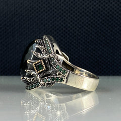 Men Handmade 925 Sterling Silver Emerald Stone Ring