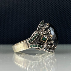 Men Handmade 925 Sterling Silver Emerald Stone Ring