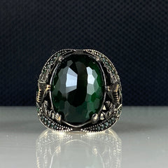 Men Handmade 925 Sterling Silver Emerald Stone Ring